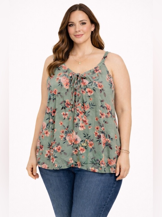 torrid Tops - Torrid Women’s 1X Sage Green Floral Sleeveless Swing Top
